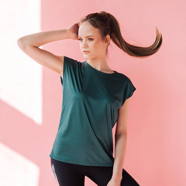 Loose fit Workout top Emerald leaves - ZIB*