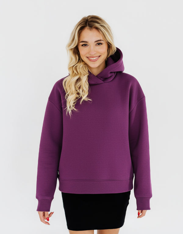 Vieglāks īsais džemperis ar kapuci - Koši lillā