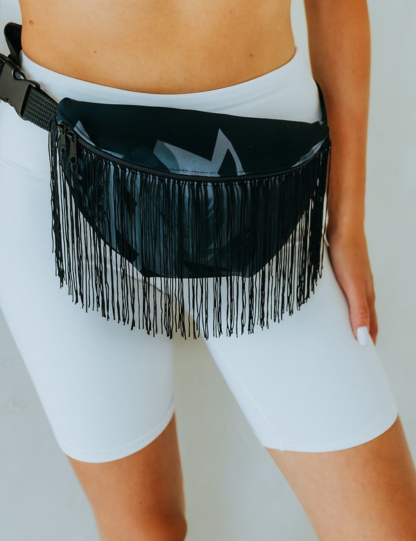 Bum bag with fringe - Black