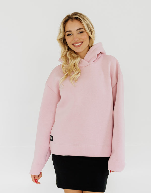Īsais džemperis ar kapuci - Pūderrozā