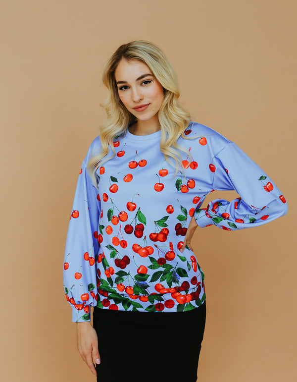 All over printed sweatshirt- Cherry