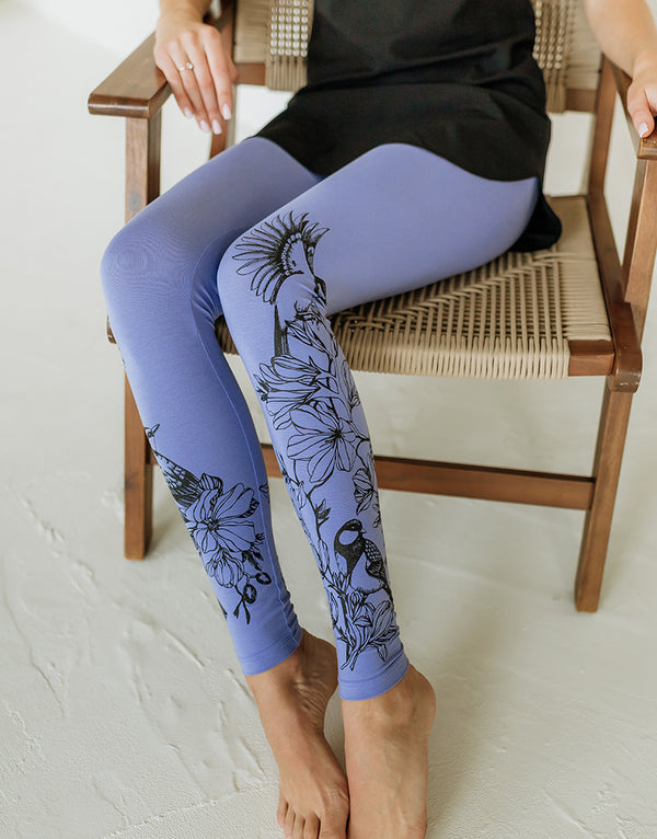 Light violet jersey leggings for women Birds