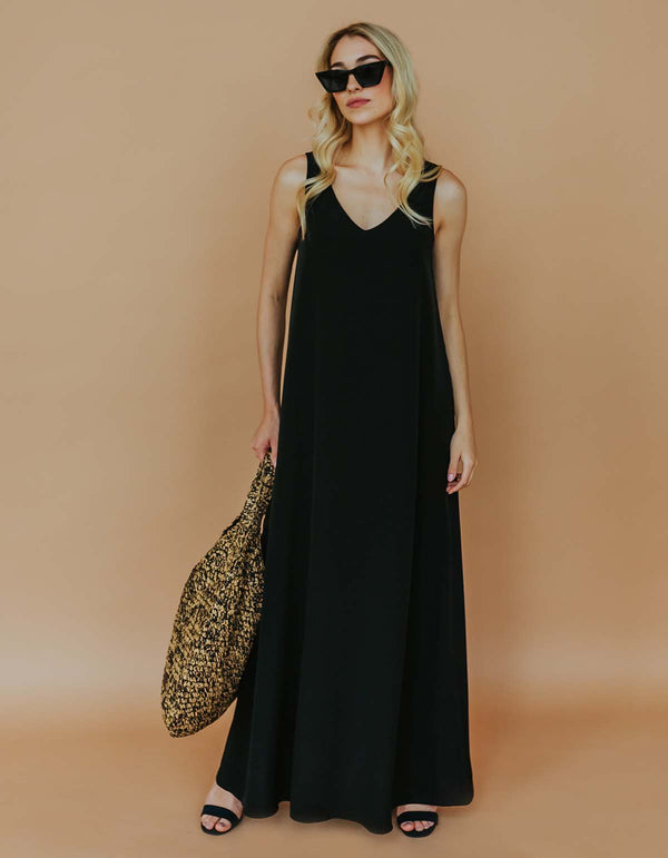 Chiffon maxi dress - Black