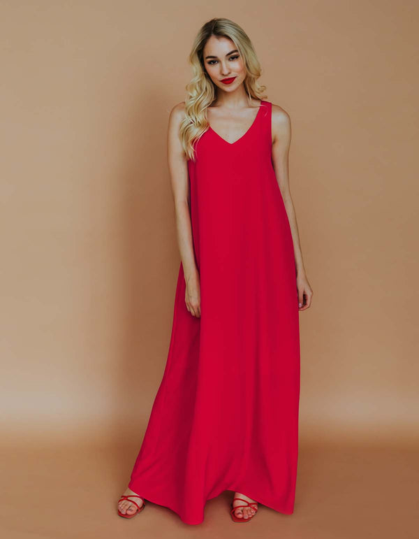 Chiffon maxi dress - Red