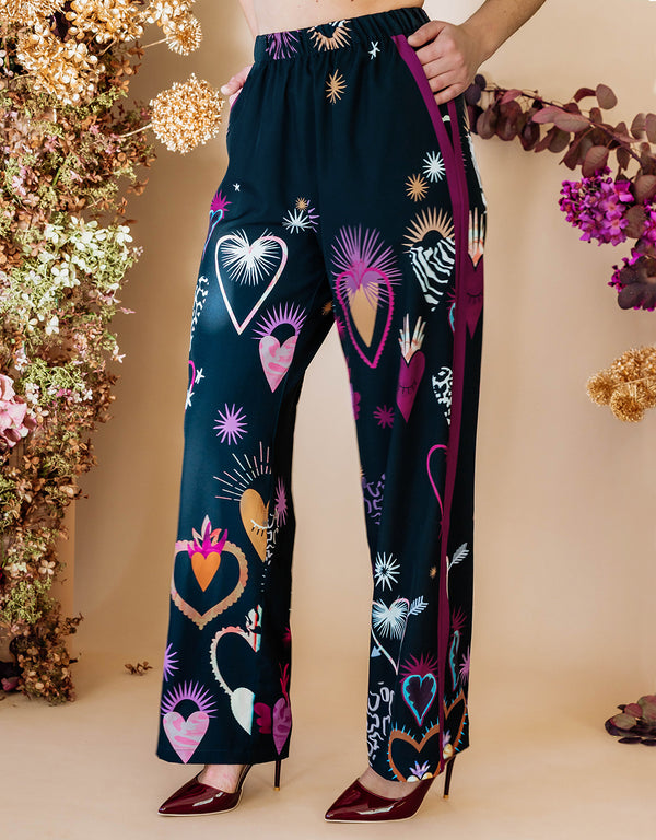 Printed wide leg trousers - Golden Heart