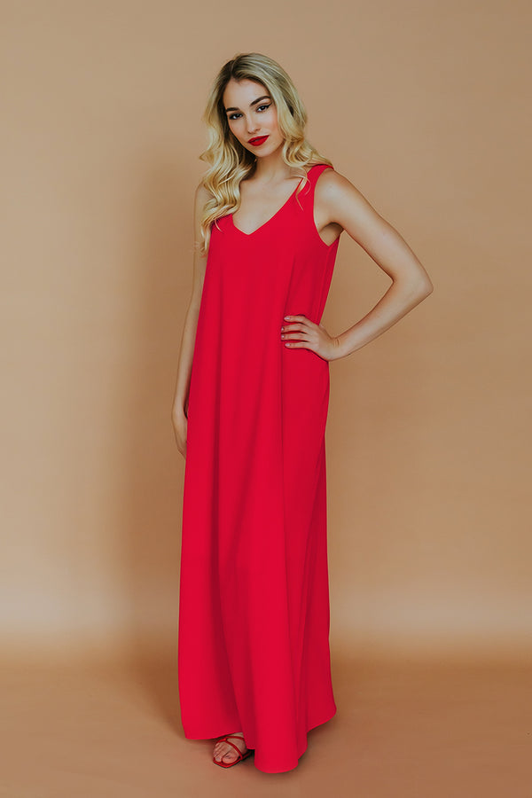 Chiffon maxi dress - Red