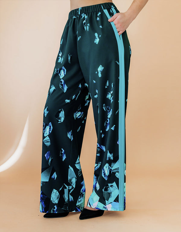 Printed wide leg trousers - Emerald Treasures