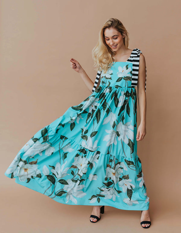 Maxi Dress with striped bows - Magnolias