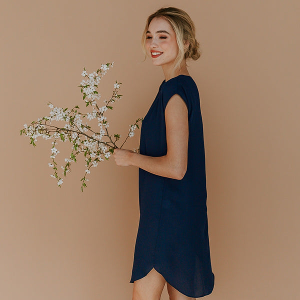 Light navy chiffon tunic for leggings