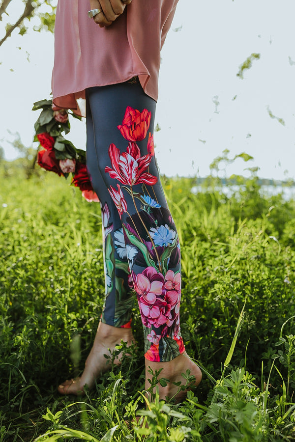 Printed leggings for women Royal flowers